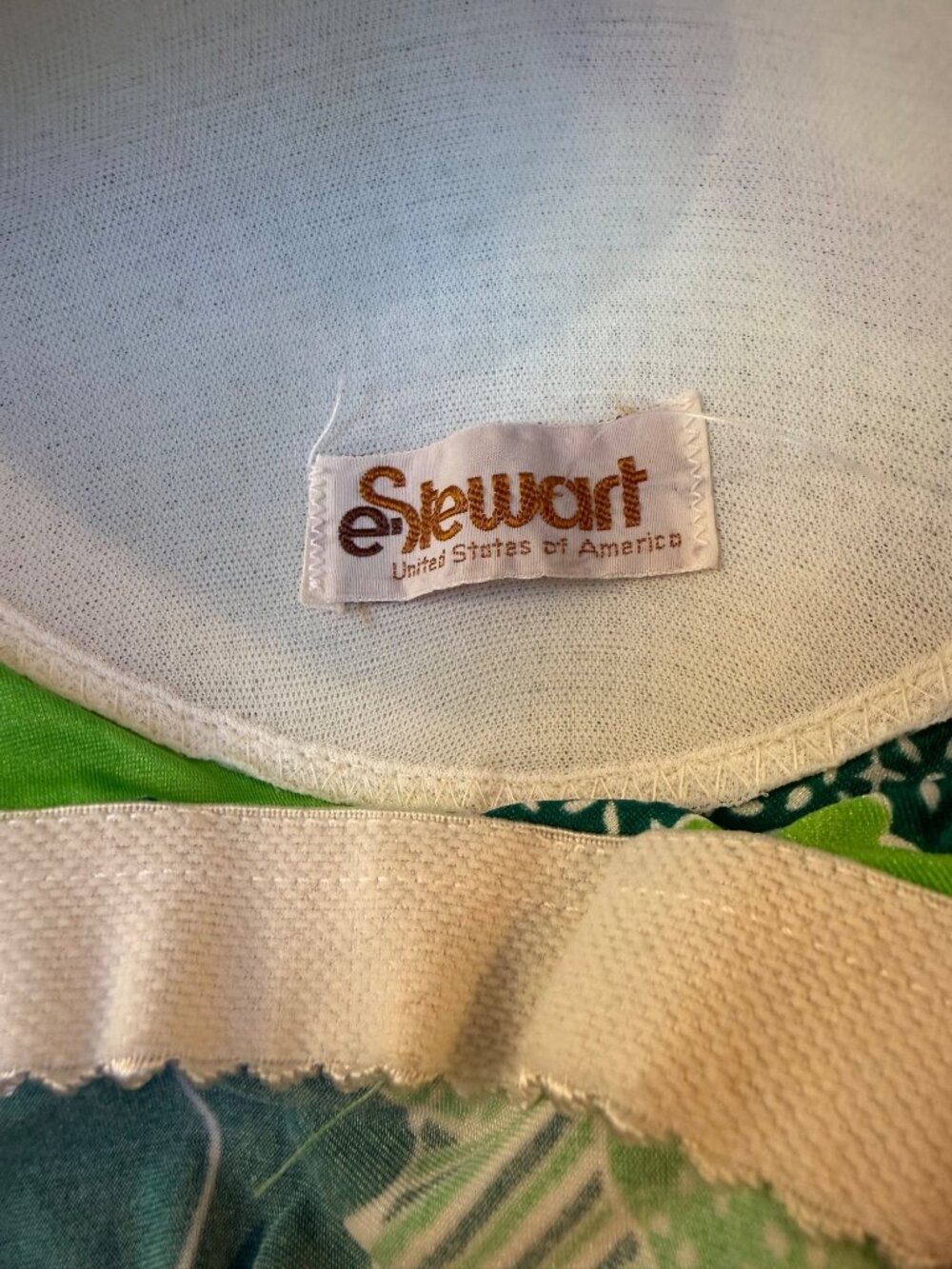 Elisabeth Stewart Green & White Floral One-Piece Swimsuit Size 16 VINTAGE USA - Picture 2 of 7
